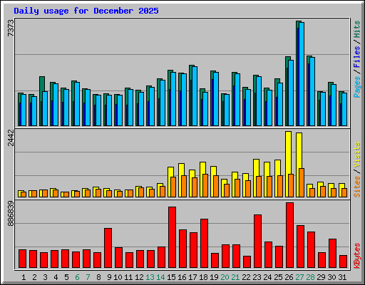 Daily usage for December 2025